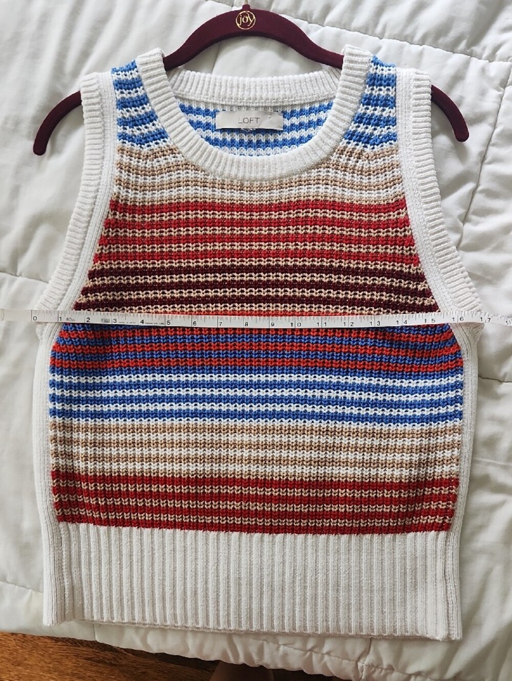 LOFT White Multicolor Striped Knit Tank Sweater Vest - Picture 5 of 8